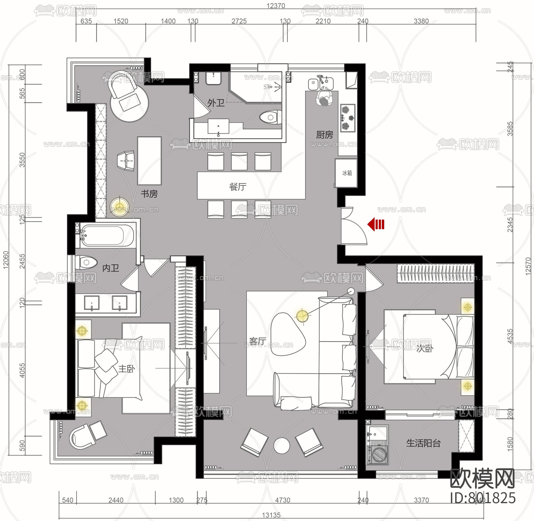 丽景花园全套施工图+实景图下载（渲染图1）