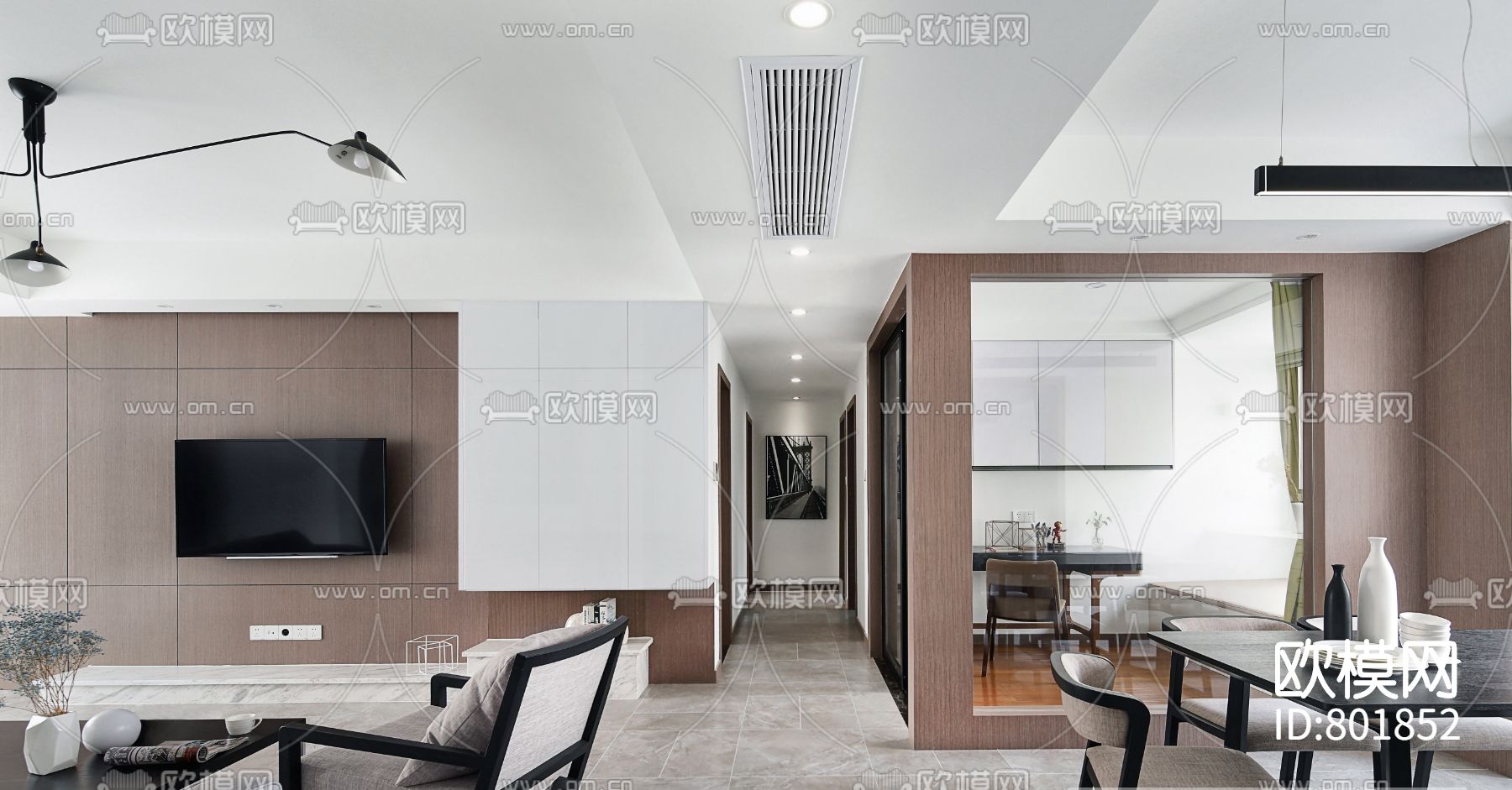 海德公园三居室施工图下载（渲染图5）