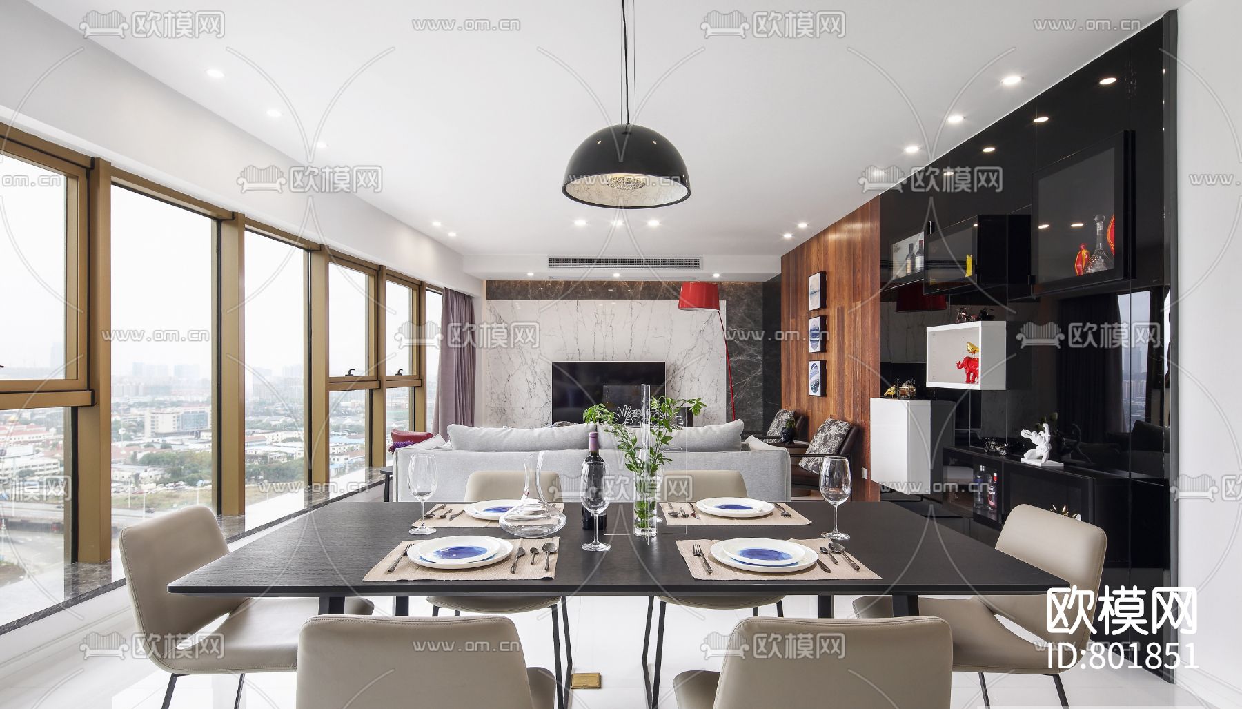 水岸清华两居室施工图下载（渲染图4）