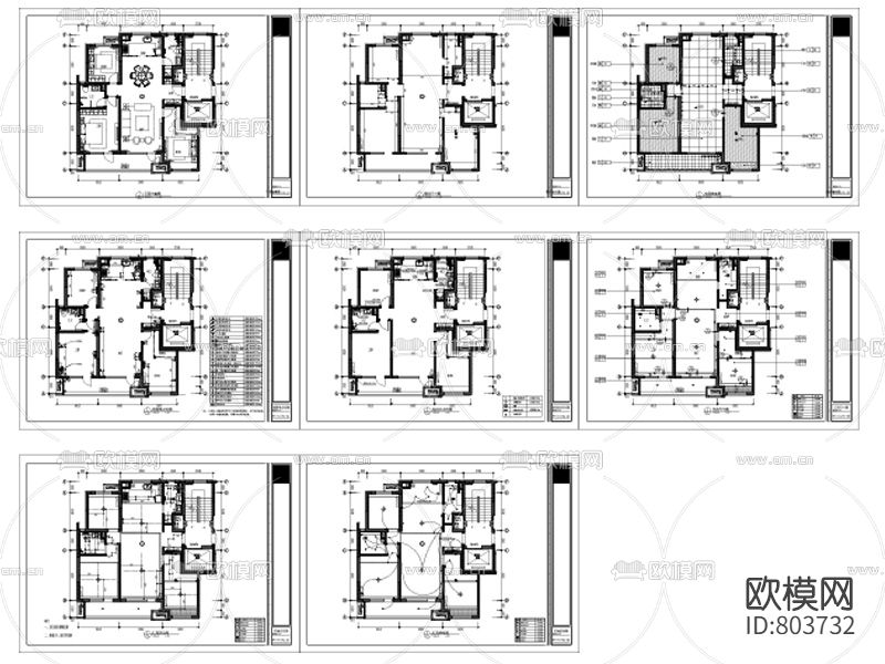 3室2厅2卫精装刚需户型全套施工图下载（渲染图2）