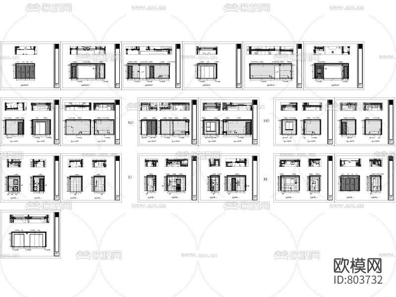 3室2厅2卫精装刚需户型全套施工图下载（渲染图3）