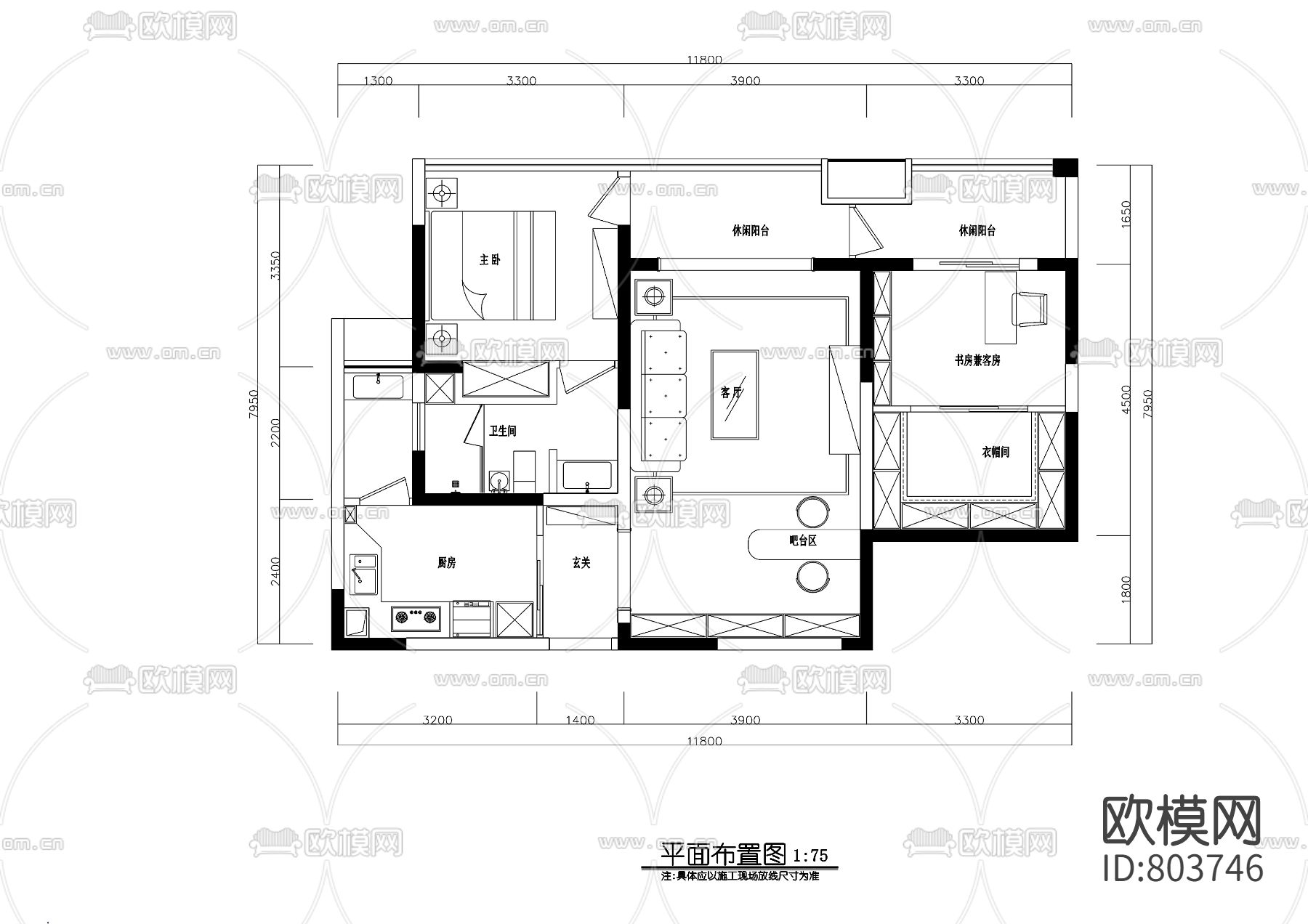 美式样板房全套CAD施工图
