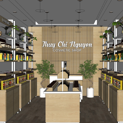  现代化妆品专卖店su模型 