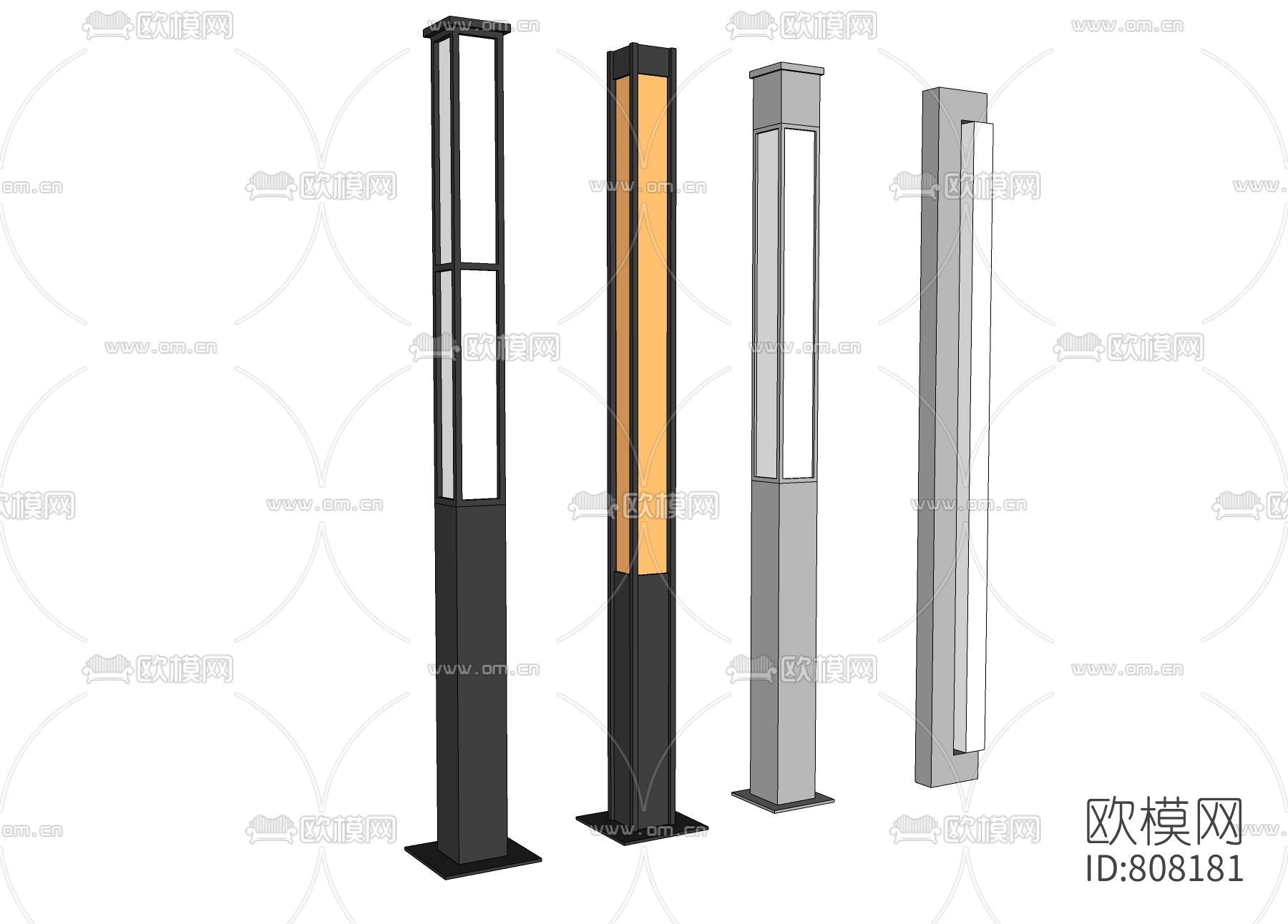 新中式景观灯免费su模型下载