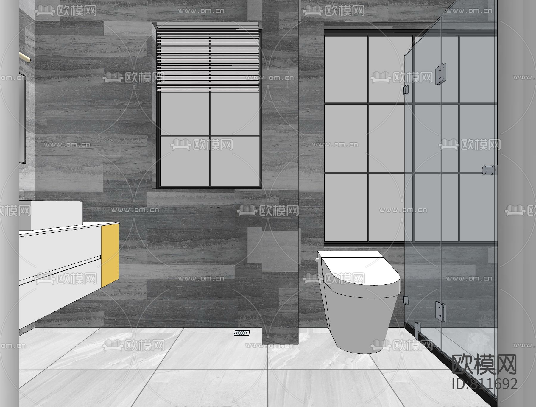 现代浴室卫生间免费su模型下载（渲染图1）