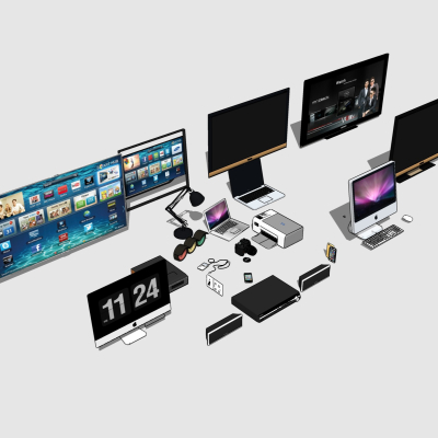  现代电视打印机电脑su模型 