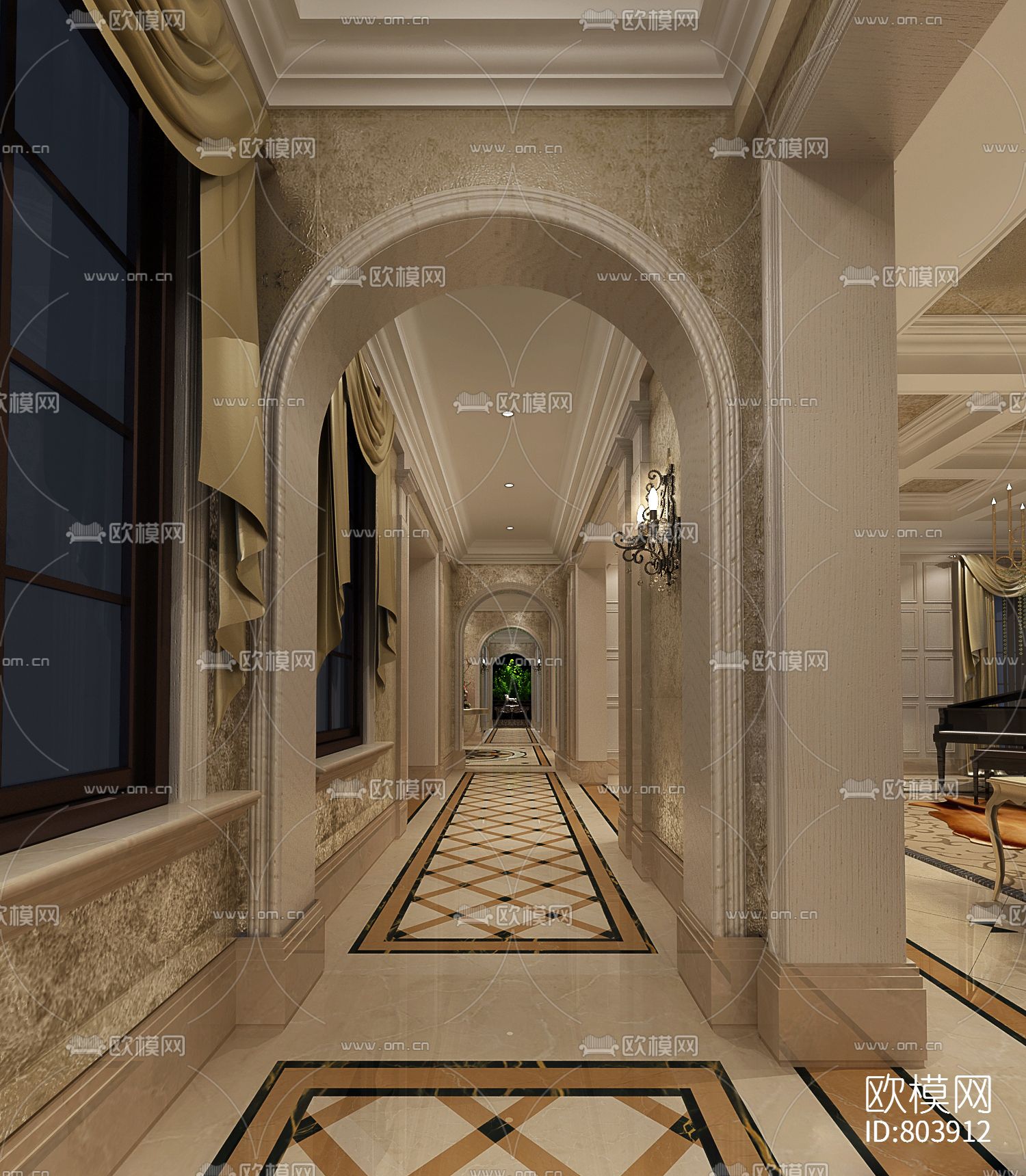 家居别墅CAD施工图附效果图下载（渲染图10）