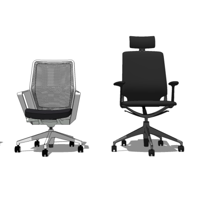  现代办公转椅组合su模型 