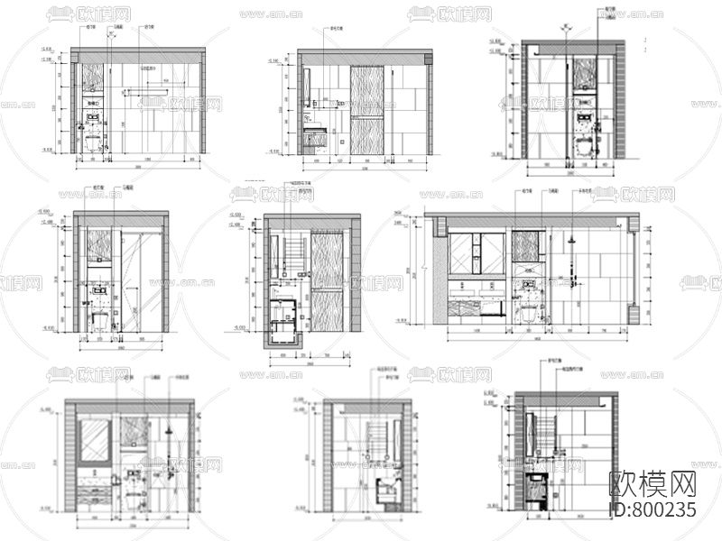 卫生间洁具五金立面尺寸CAD定位图下载