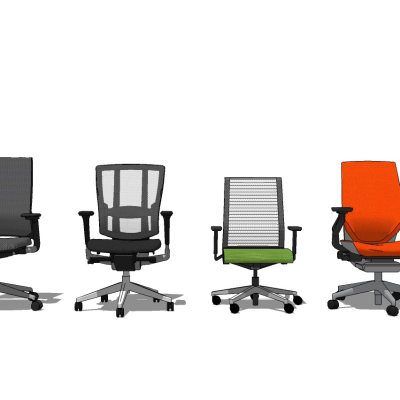  现代办公转椅组合su模型 