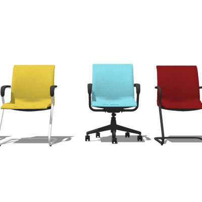  现代办公转椅组合su模型 