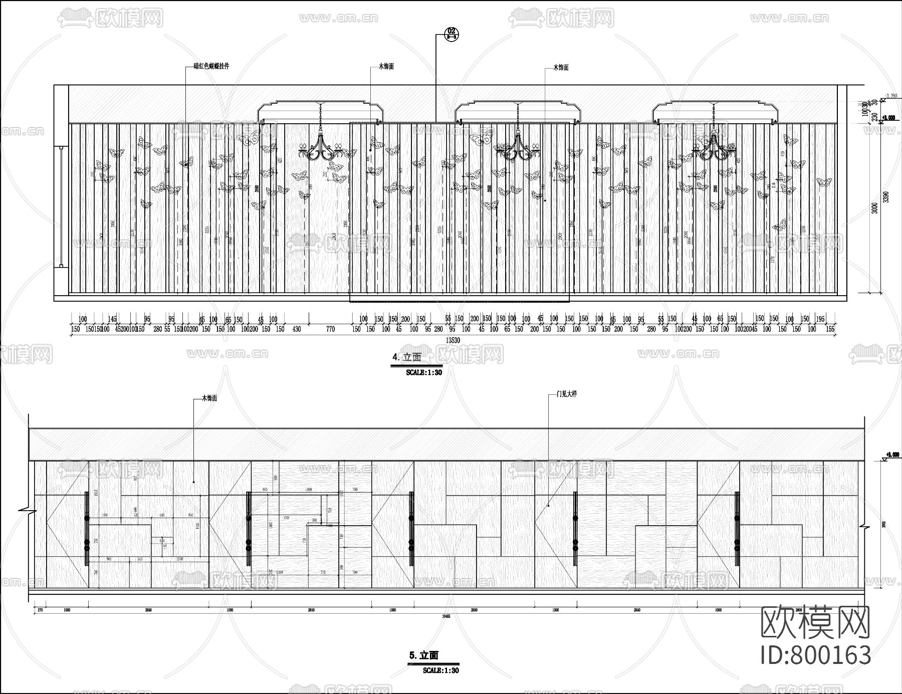 混搭餐厅CAD施工图下载（渲染图5）
