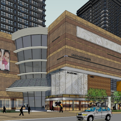  现代商业广场su模型 