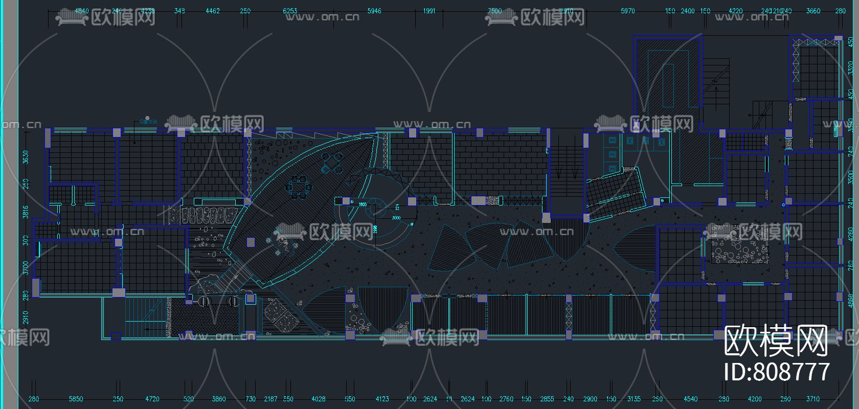 茶楼CAD施工图下载（渲染图2）