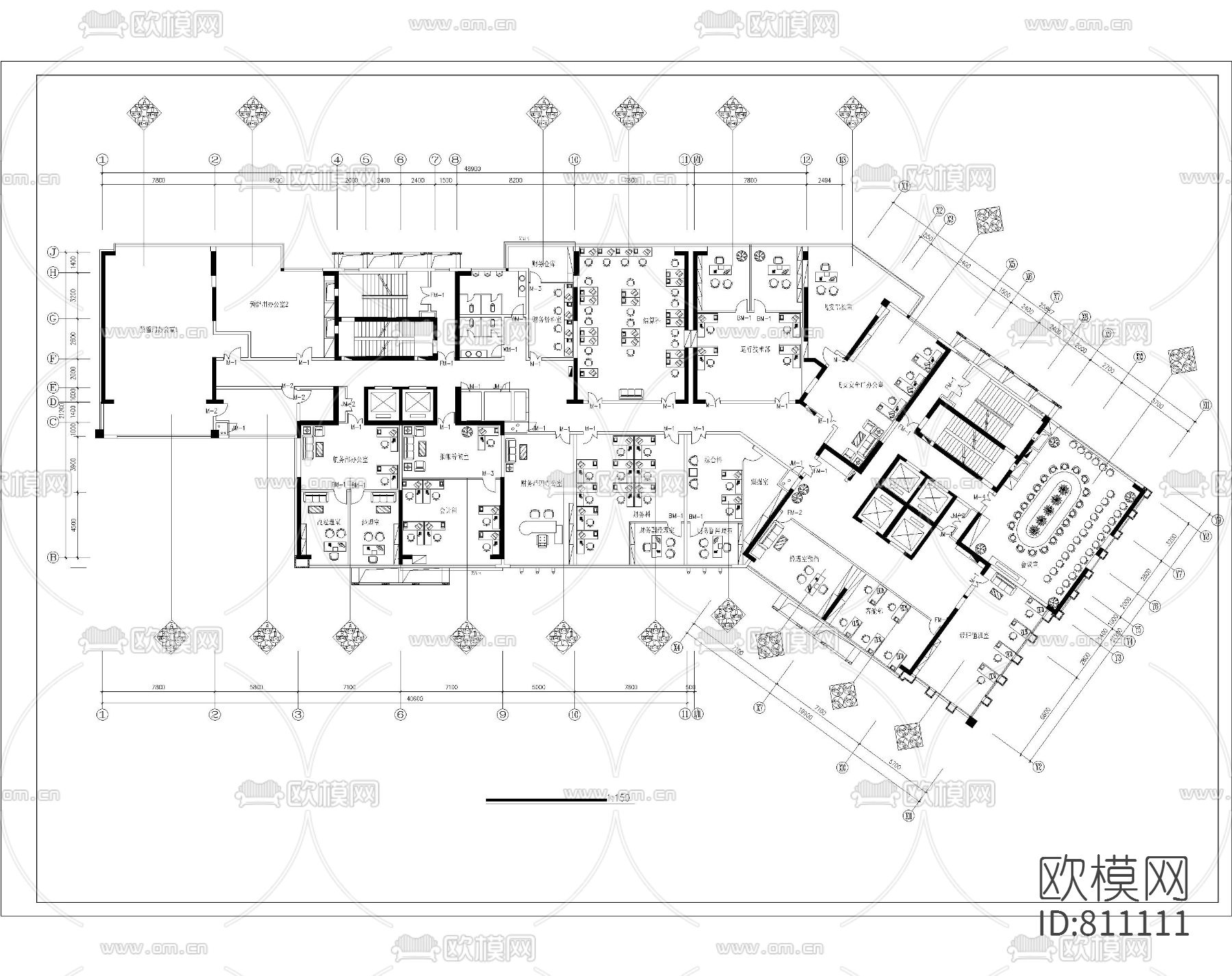 办公楼CAD施工图下载（渲染图1）