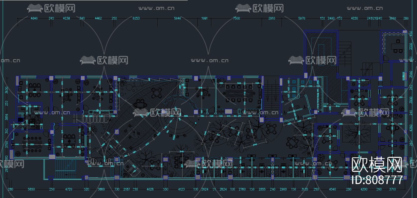 茶楼CAD施工图下载（渲染图6）