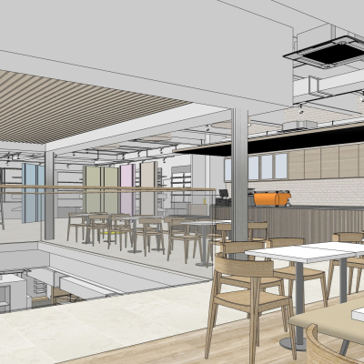  北欧食堂快餐店su模型 