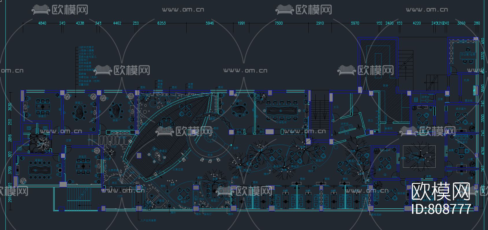 茶楼CAD施工图下载（渲染图5）