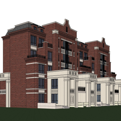 简欧公寓楼免费su模型