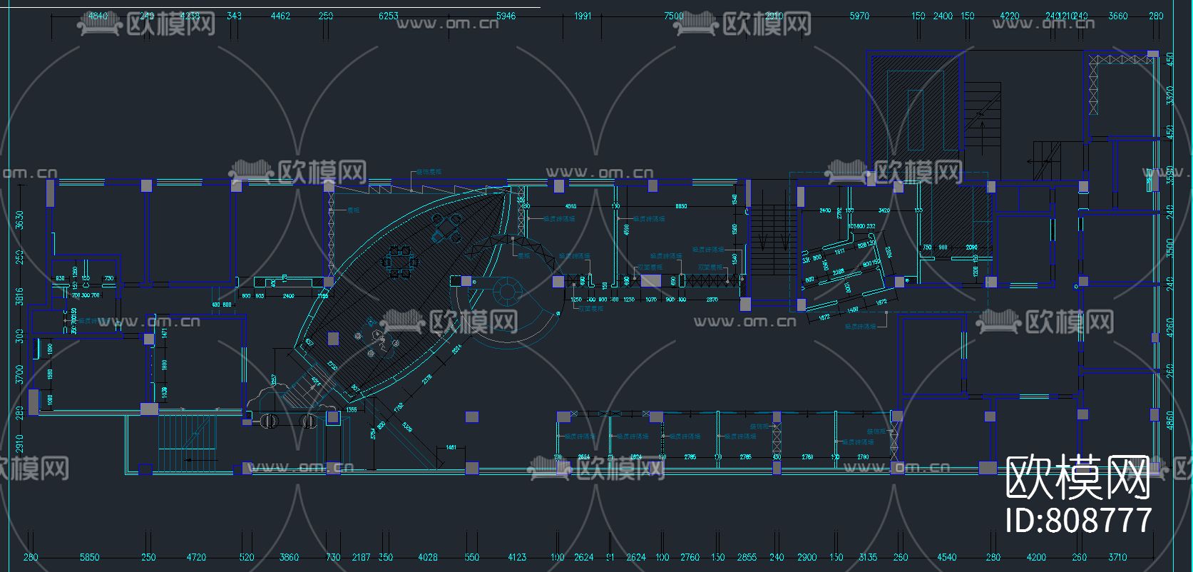 茶楼CAD施工图下载（渲染图3）