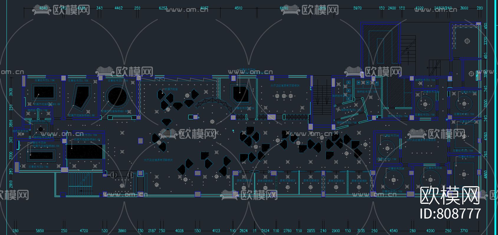 茶楼CAD施工图下载（渲染图1）