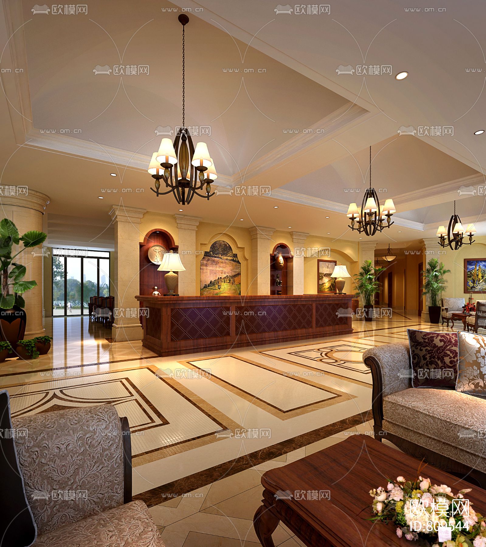 昆山阳澄溢金苑售楼处CAD施工图下载（渲染图10）