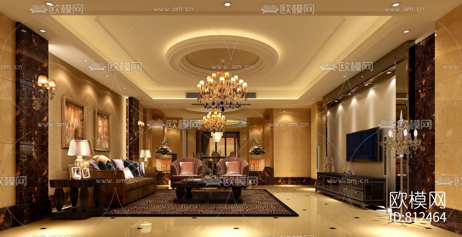 西安曲池东岸样板间CAD施工图下载（渲染图10）