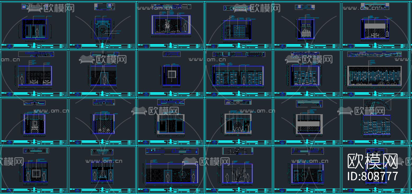 茶楼CAD施工图下载（渲染图7）