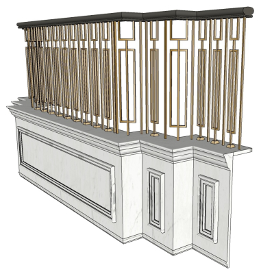 简欧轻奢护栏su模型