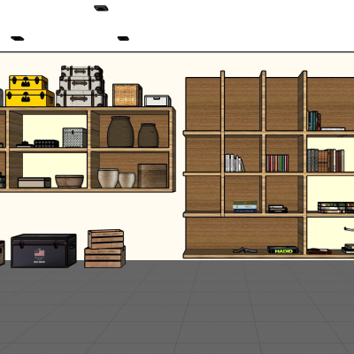  现代书柜壁柜装饰柜su模型 
