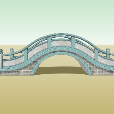 现代石拱桥免费su模型