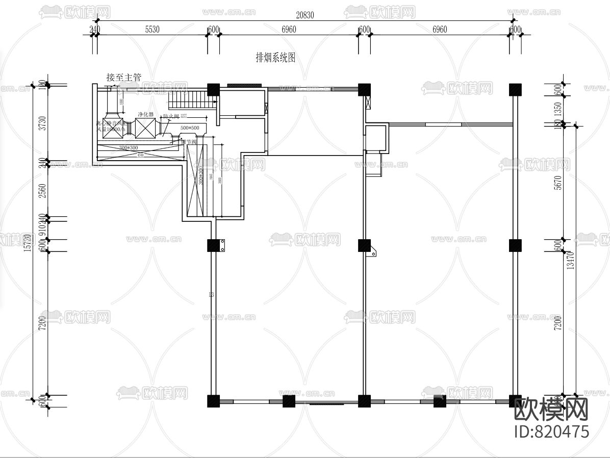 快餐店全款CAD图下载（渲染图3）