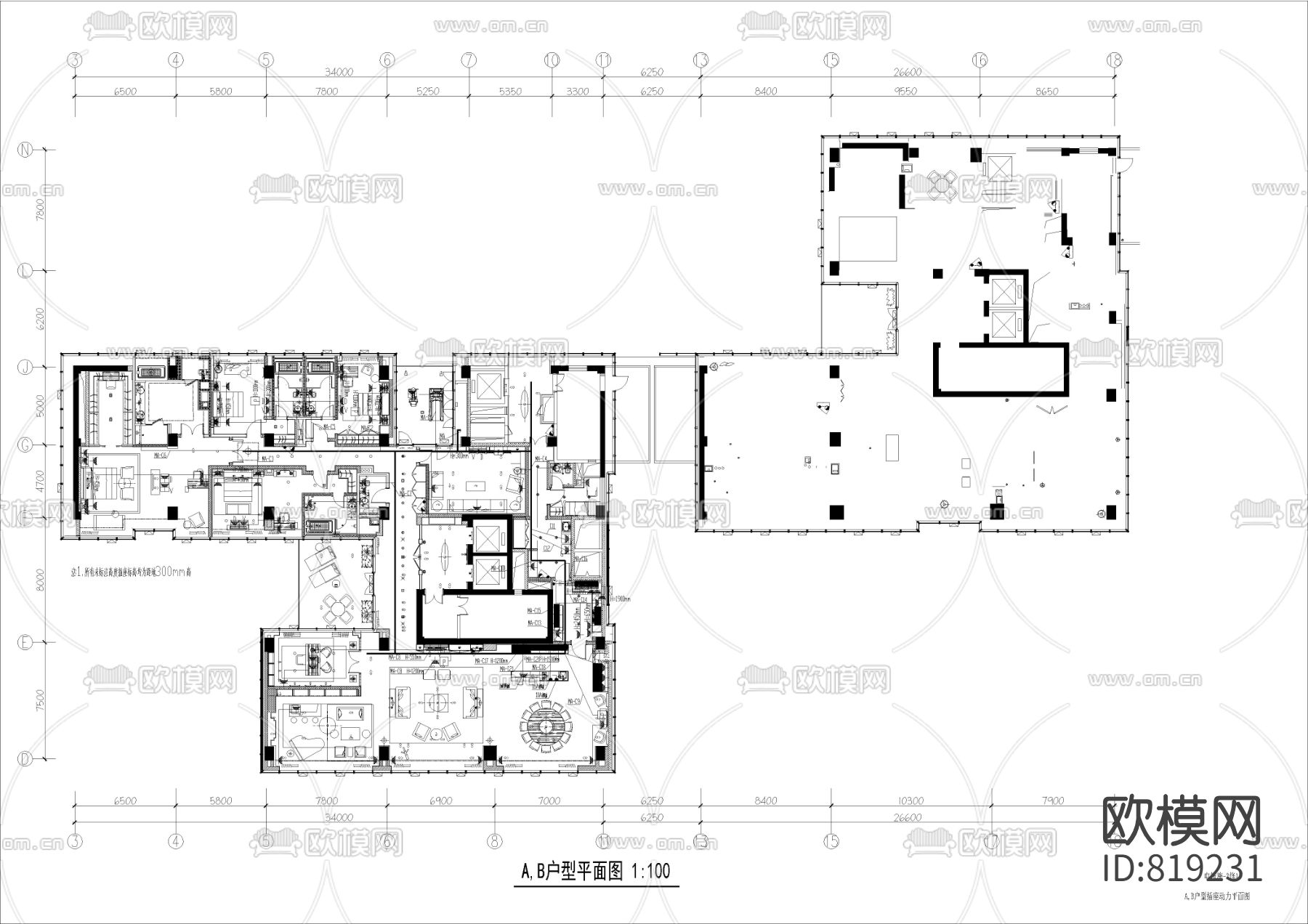 杭州华联钱塘会馆CAD施工图下载（渲染图3）