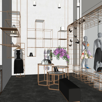  现代女装店su模型 