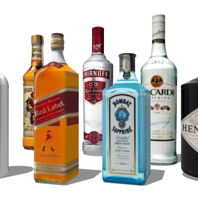  现代洋酒组合su模型 