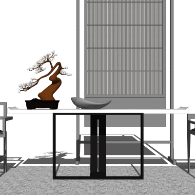 中式实木端景条案su模型