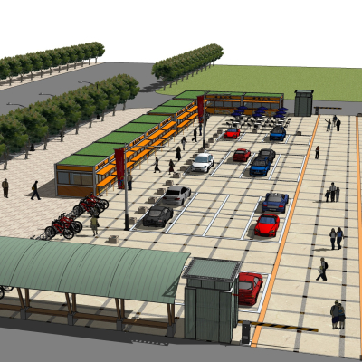  现代停车场su模型 