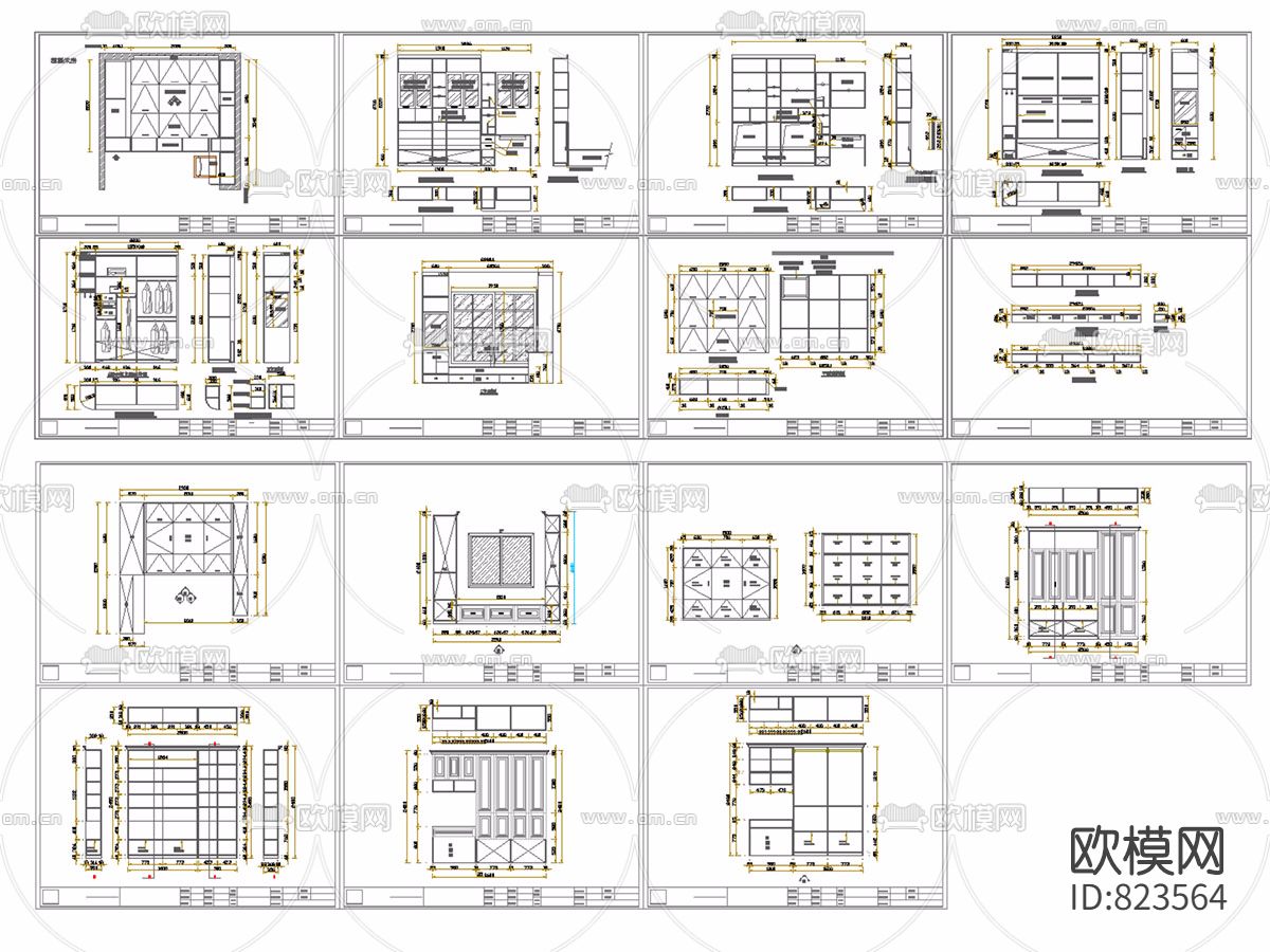 34套榻榻米下单图纸下载（渲染图2）