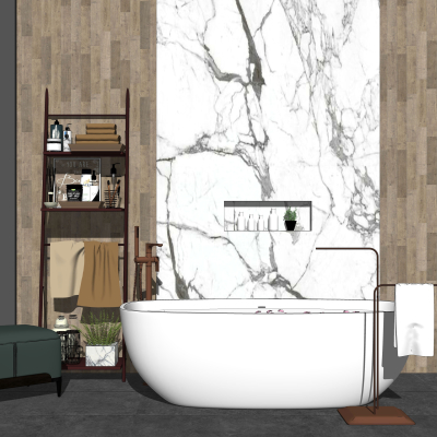  现代浴缸su模型 