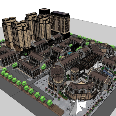  欧式小区规划su模型 