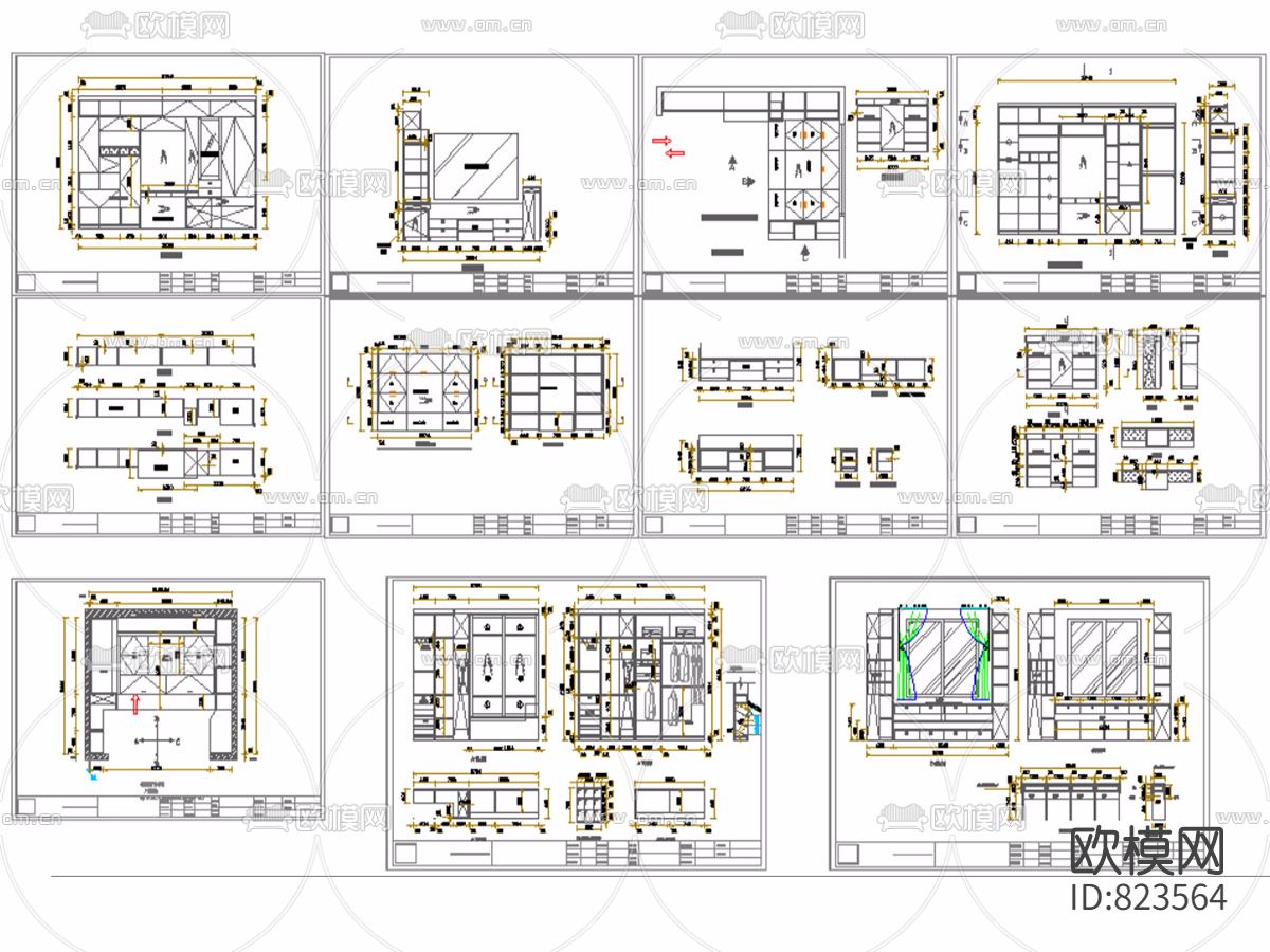 34套榻榻米下单图纸下载（渲染图4）