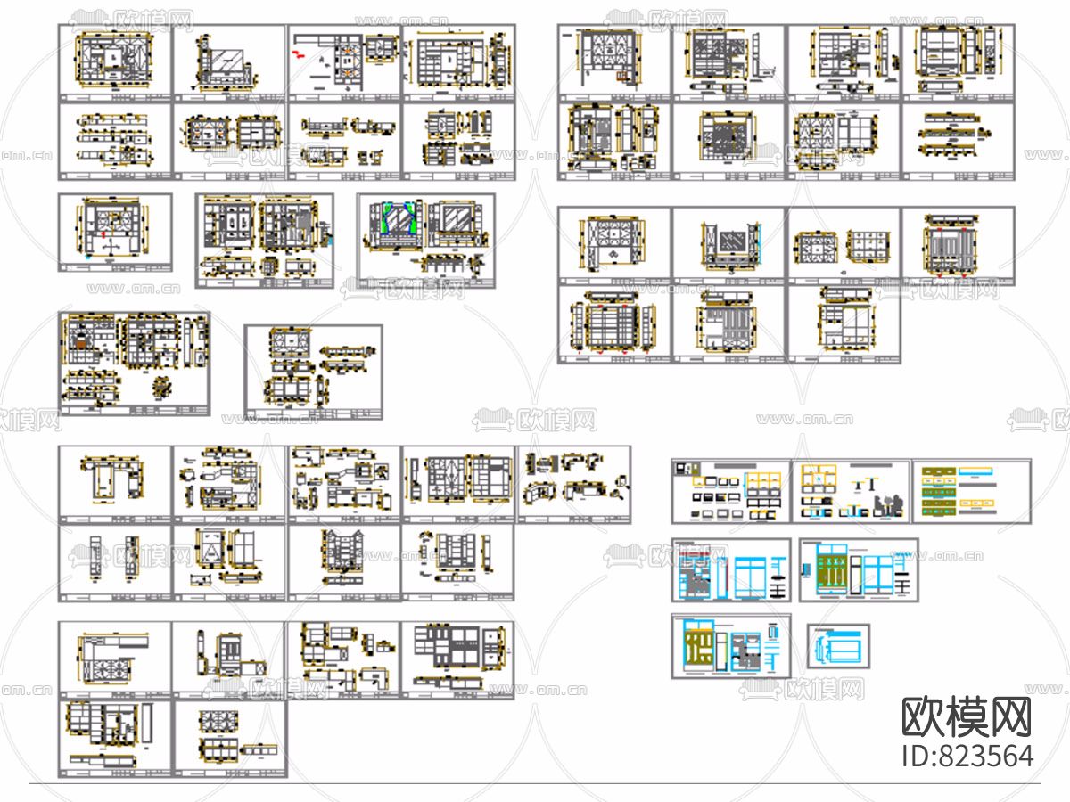 34套榻榻米下单图纸下载（渲染图3）