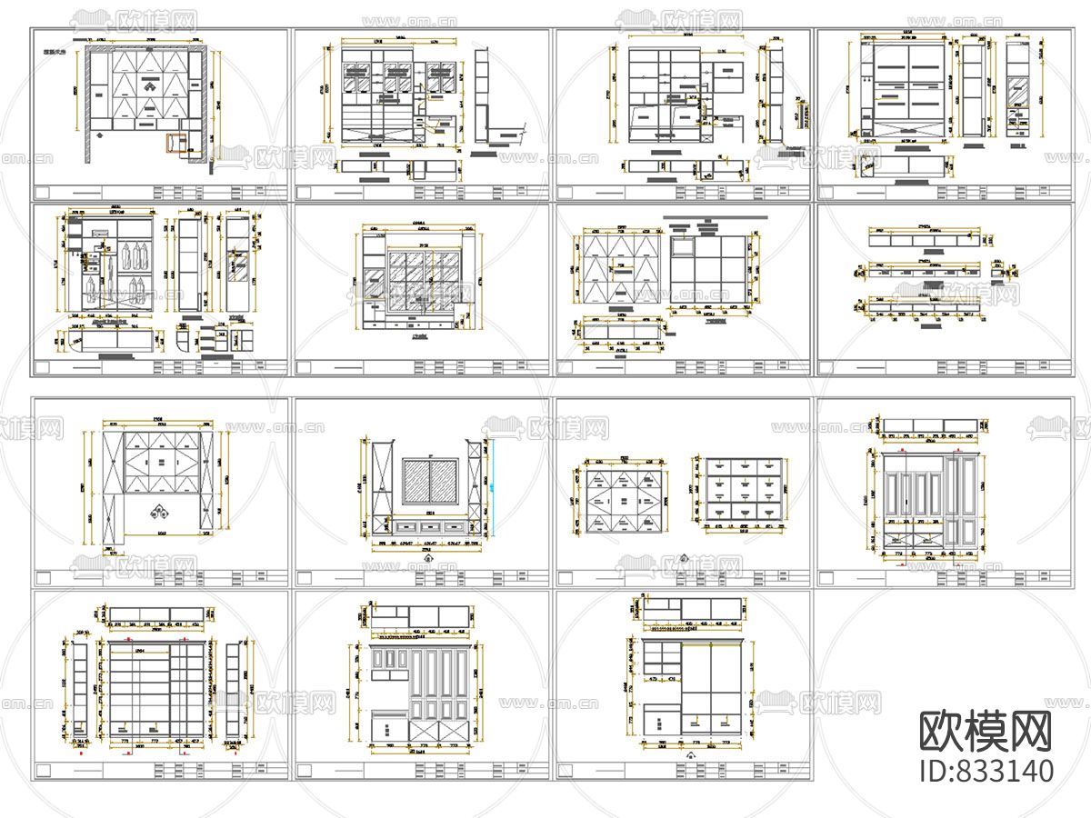 儿童房解析图纸大全下载（渲染图2）