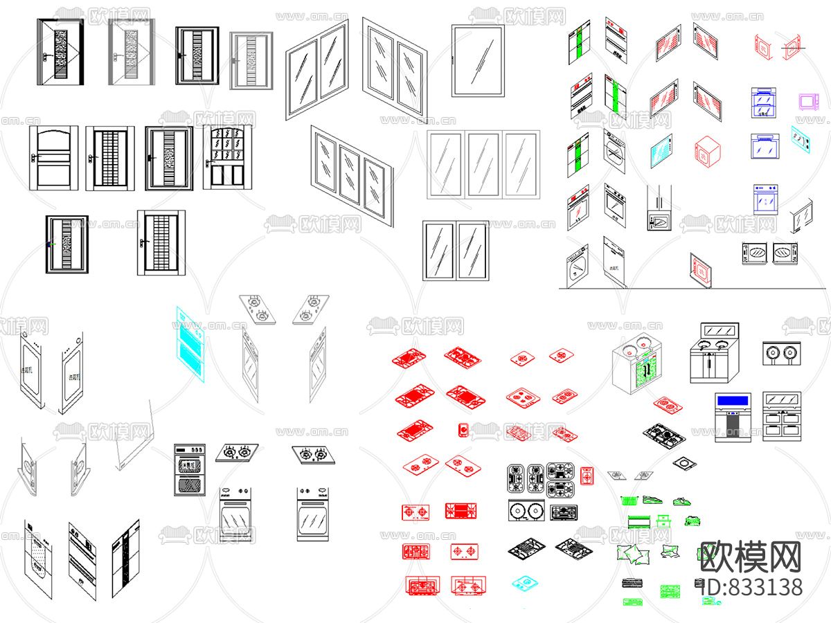 橱柜立体模块下载（渲染图2）
