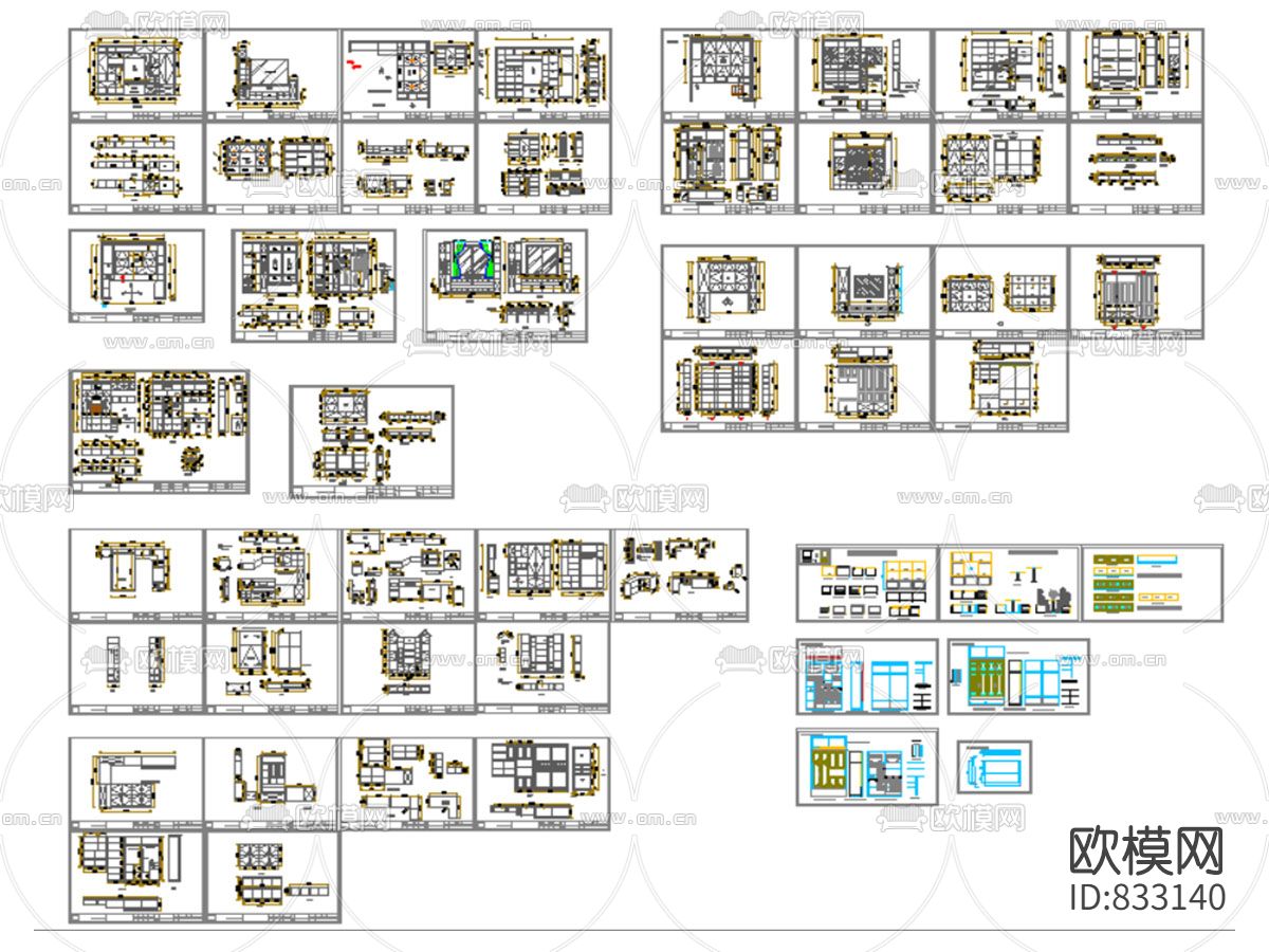 儿童房解析图纸大全下载（渲染图3）