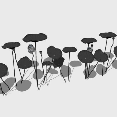  中式荷叶荷花su模型 