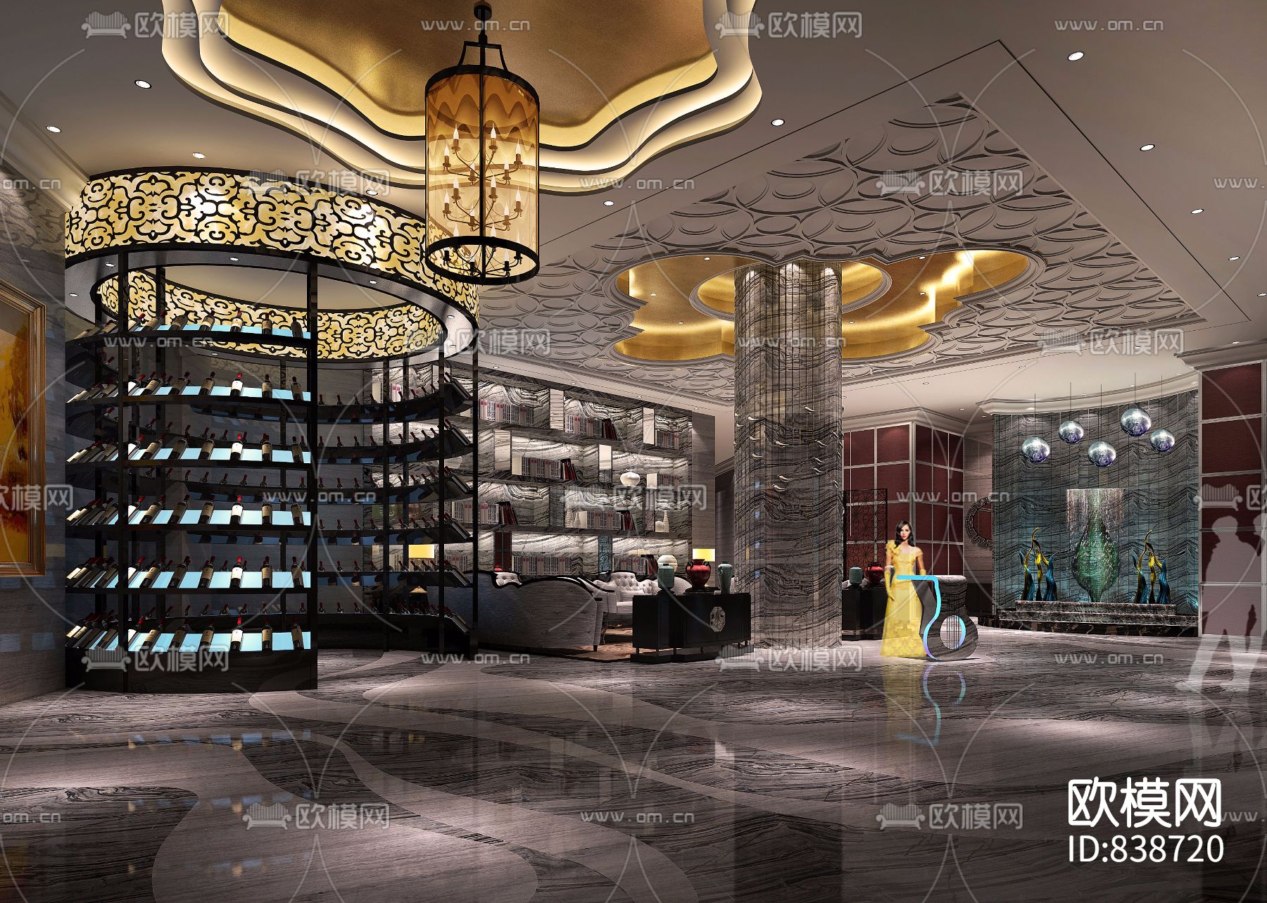 欧式梦幻奢华KTV设计施工图下载（渲染图7）