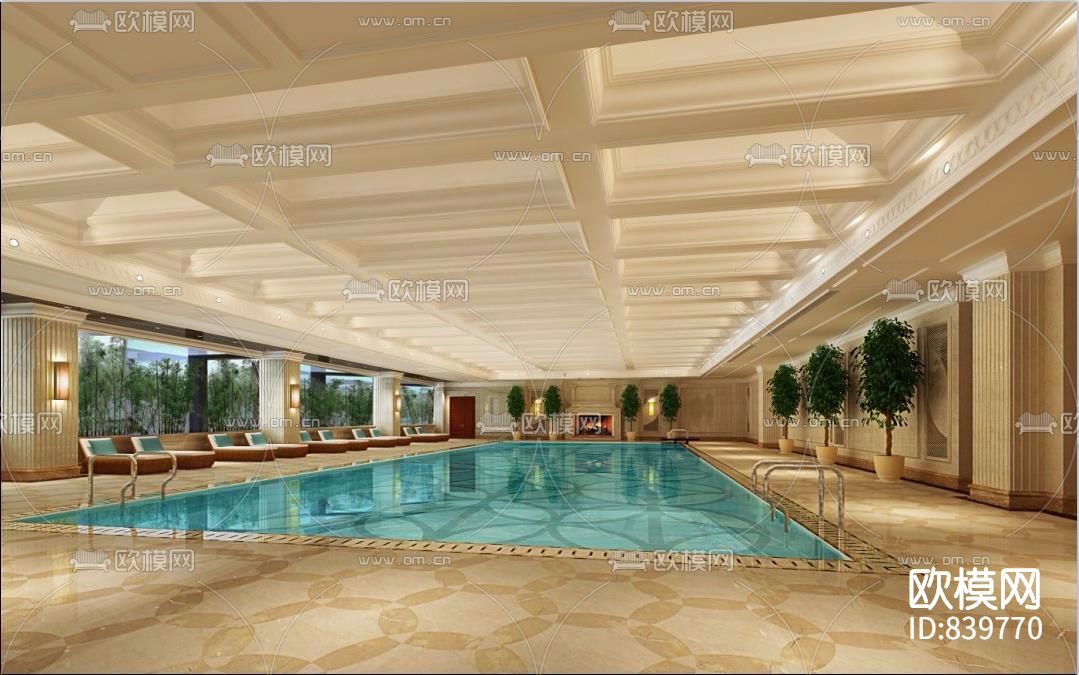 欧式奢华典雅娱乐会所室内施工图下载（渲染图3）