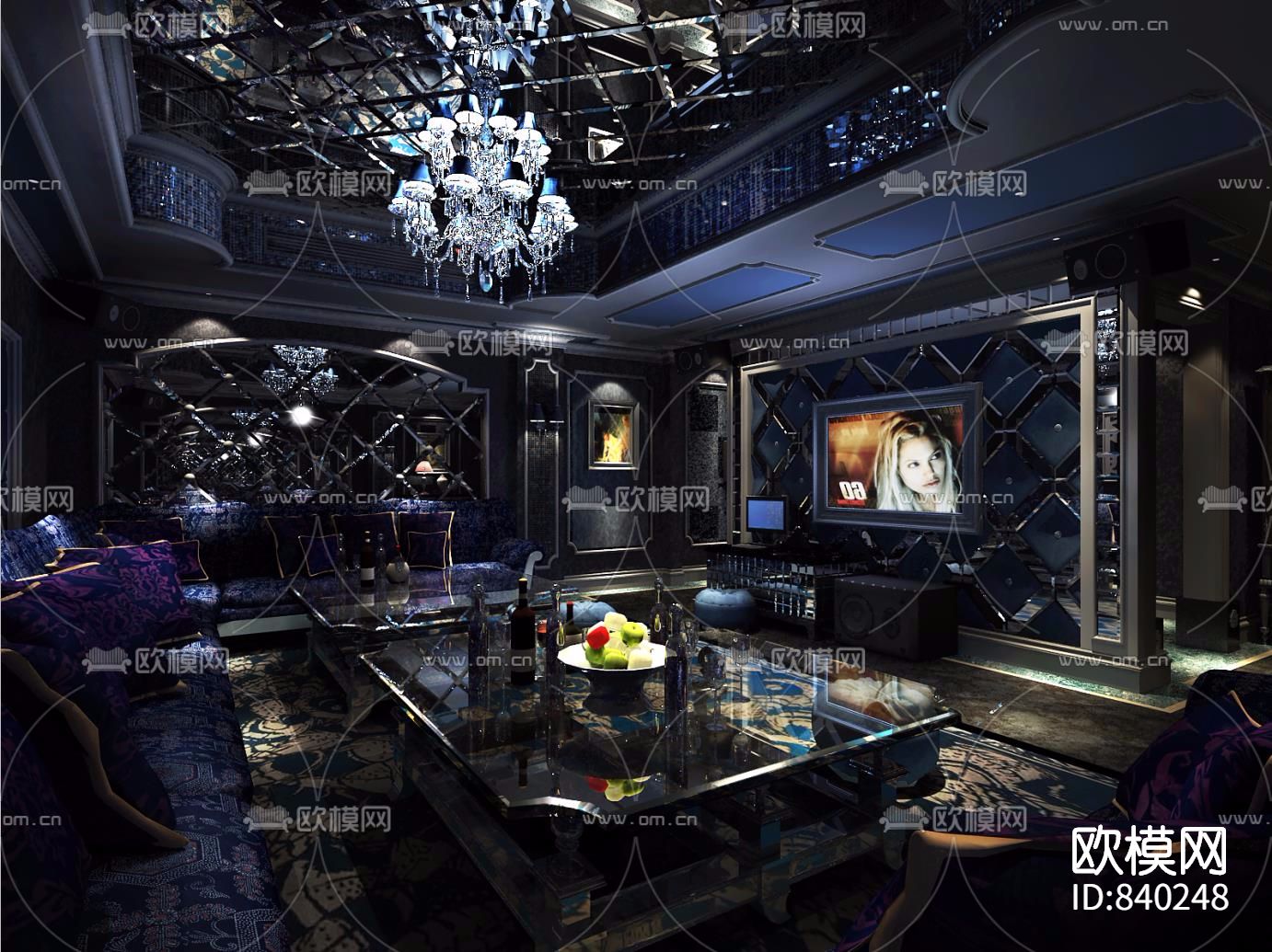 [酒吧KTV]--夜总会装修设计施工图和含效果下载（渲染图1）