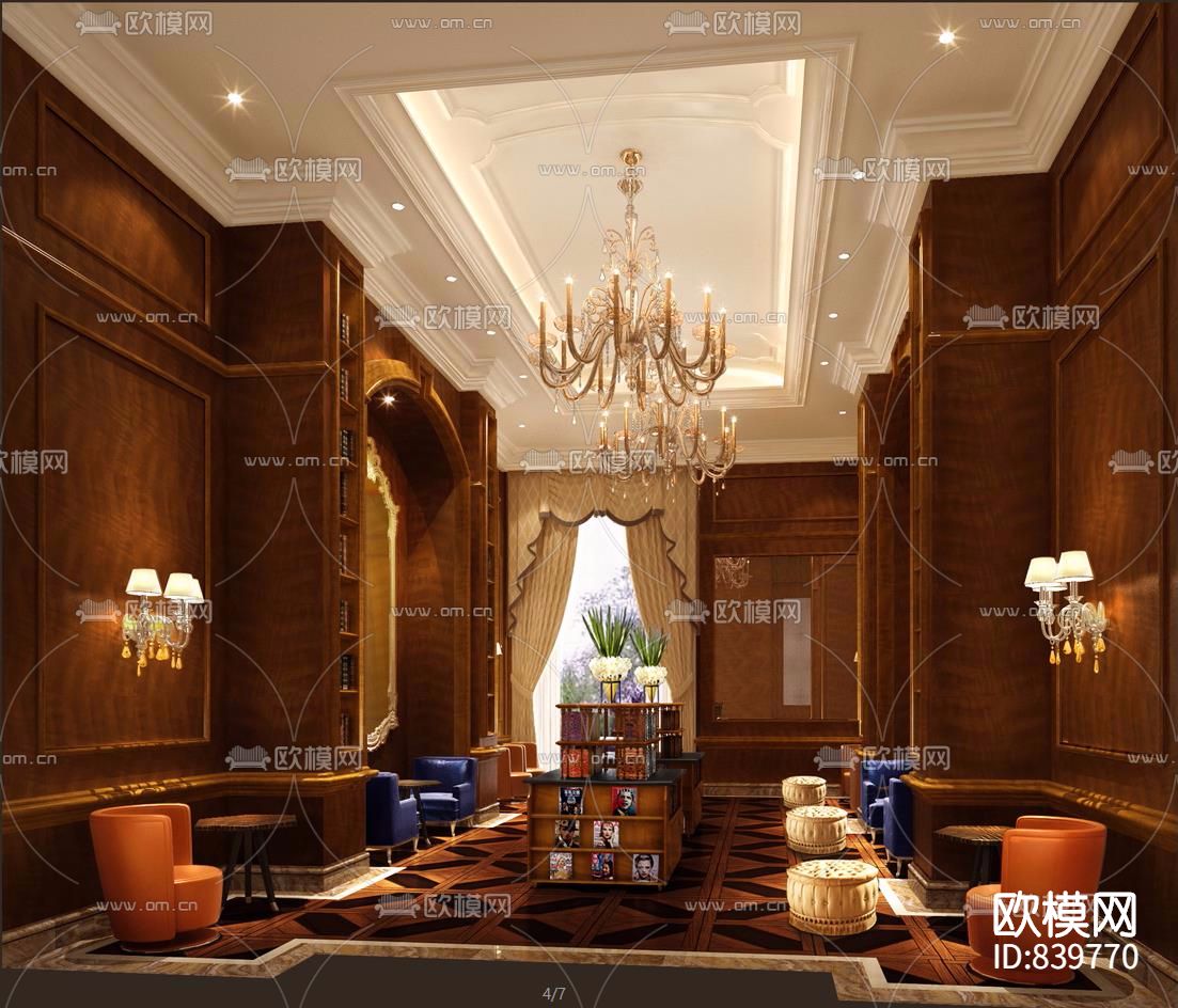 欧式奢华典雅娱乐会所室内施工图下载（渲染图2）